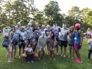 Physical Therapy students pose for a group picture after a shaving cream war.