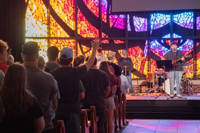 The HSU chapel band leads the campus in worship each week.