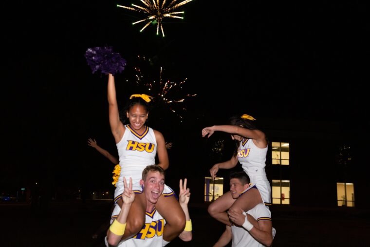 Cheerleaders and fireworks from last years homecoming events.