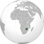 A globe with Zimbabwe highlighted.