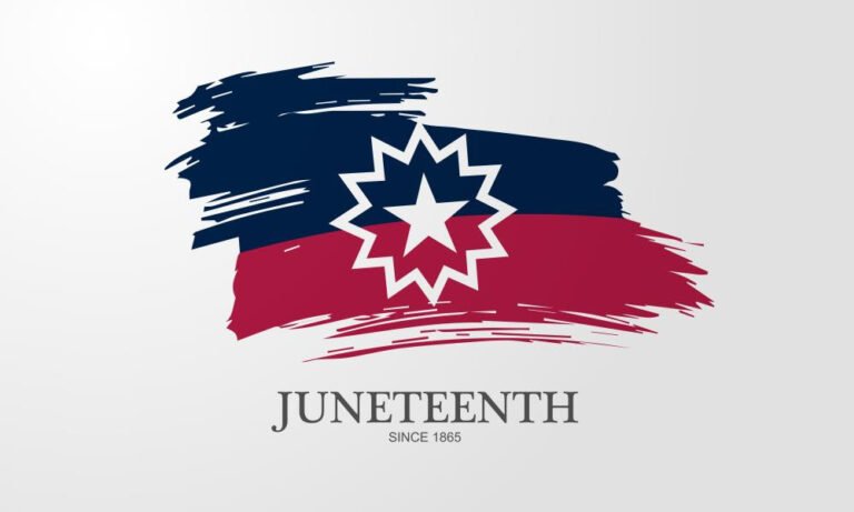 The flag commemorating Juneteenth. The Juneteenth flag is a symbol for the Juneteenth holiday in the United States. The first version was created in 1997 by activist Ben Haith and that early version was displayed in 1997. The present version was first flown in 2000.