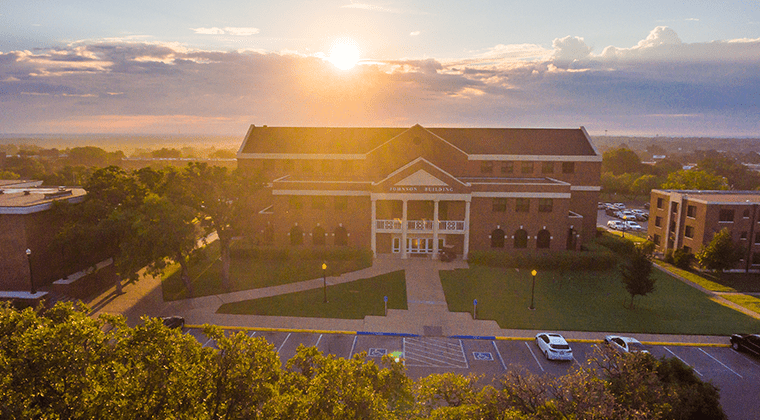 Drone shot of campus