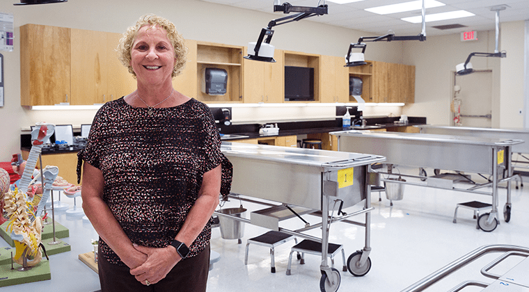 Dr. Janelle O'Connell Pictured in the Cadaver Lab